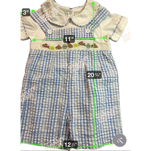 Vintage Toffee Apple Smocked Embroidered Easter Bunny & Eggs Romper Outfit 18 M - Picture 7 of 7